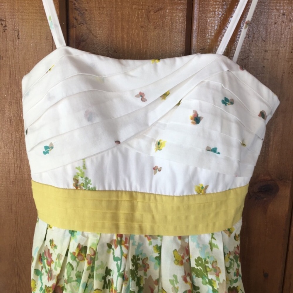 Fit and flare floral with pleated bodice dress